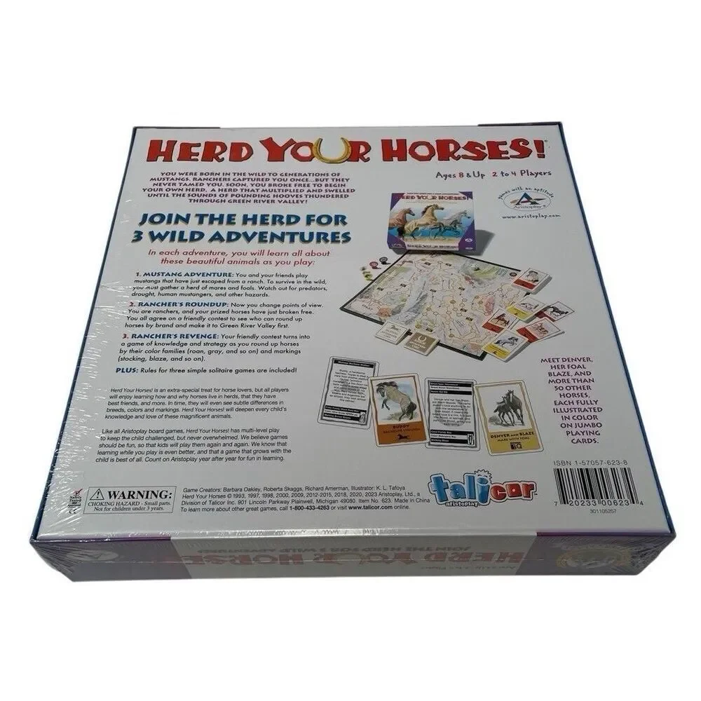 Herd Your Horses Board Game 3 Wild‎ Adventures Aristoplay Sealed NEW